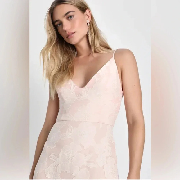 Lulus Celebrative Mood Blush Pink Floral A-Line Maxi Dress sz S nwot - Picture 2 of 4